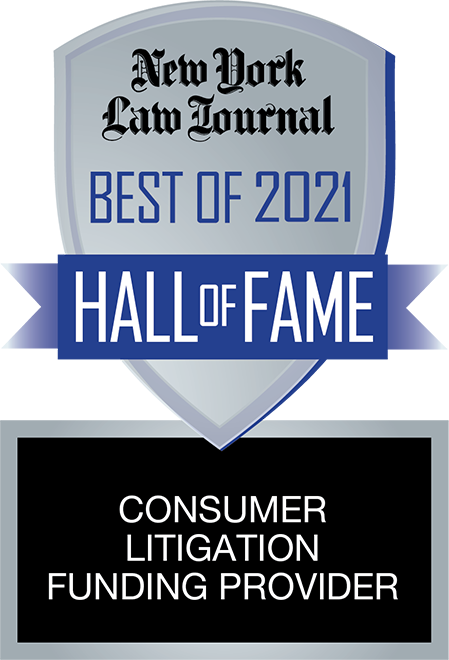 New York Law Journal Best of 2021 Hall of Fame Consumer Litigation Funding Provider